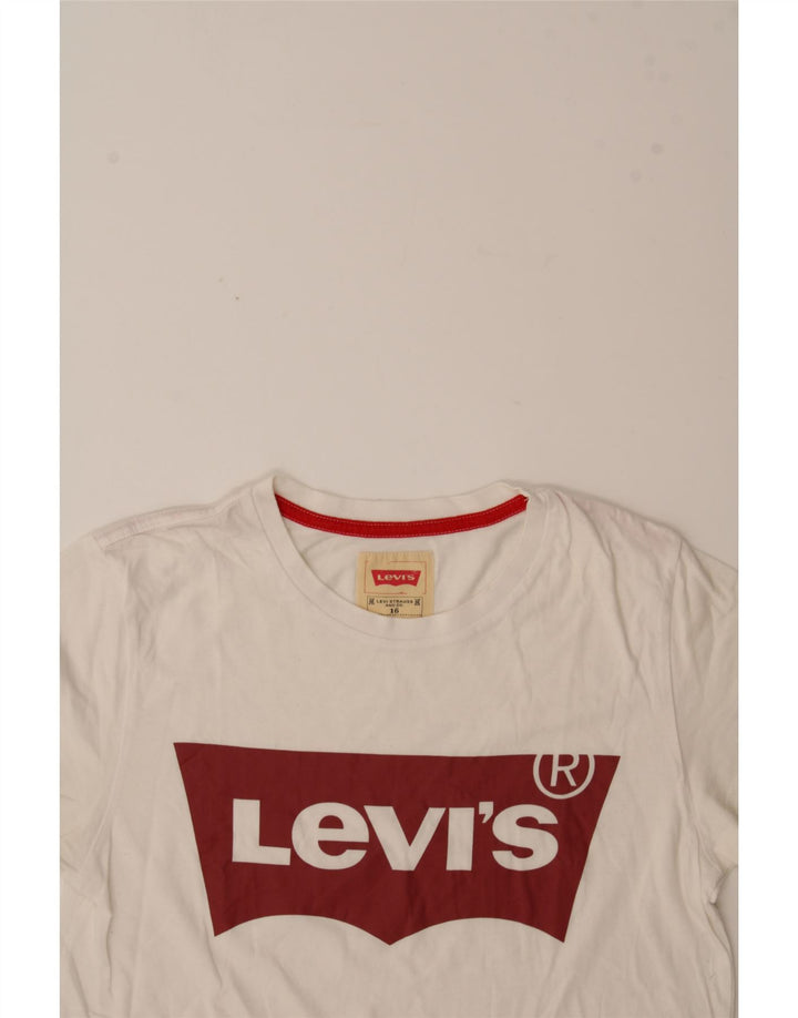 LEVI'S Girls Graphic T-Shirt Top 15-16 Years White Vintage Levi's and Second-Hand Levi's from Messina Hembry 