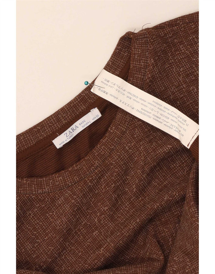 Женское платье-палатка Zara UK 16, большой размер, коричневый, полиэстер