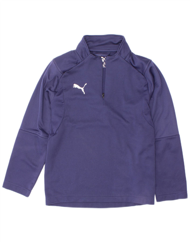 Пуловер с воротником на молнии для мальчиков Puma, спортивный костюм, топ 7–8 лет, темно-синий