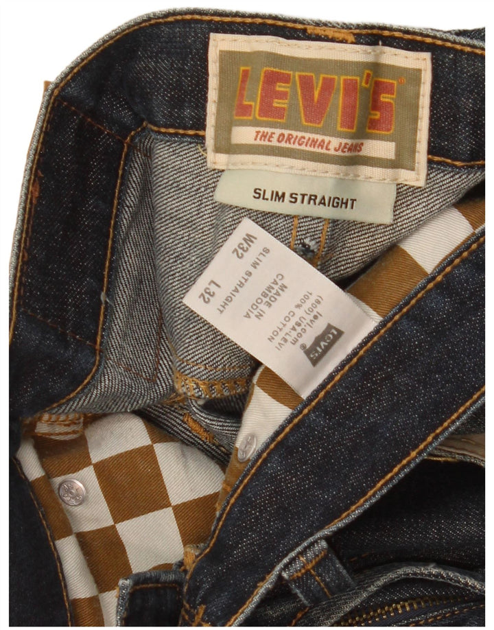 Мужские узкие прямые джинсы Levi's W32 L32 темно-синие, хлопок