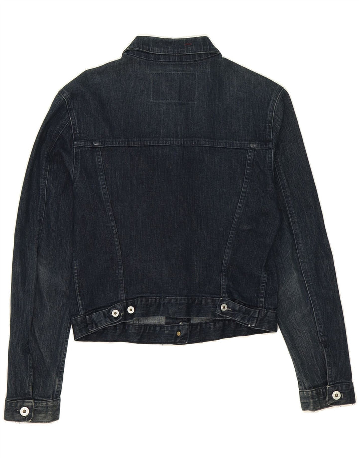 MET Womens Denim Jacket UK 16 Large Navy Blue Cotton Vintage MET and Second-Hand MET from Messina Hembry 