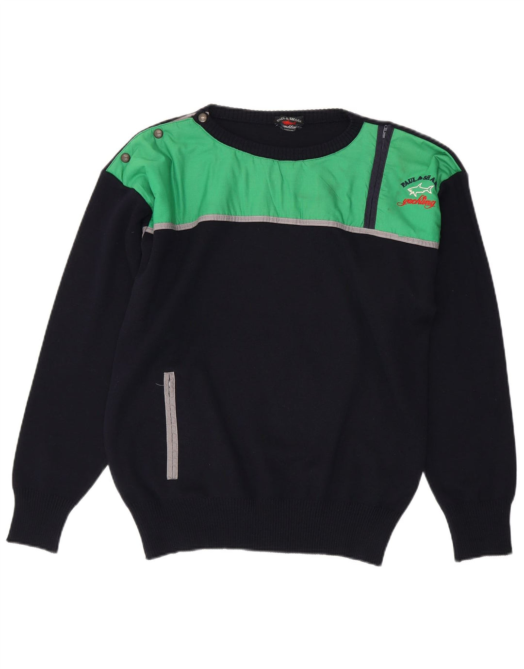 Мужской джемпер с воротником на молнии Paul & Shark, средний темно-синий из натуральной шерсти