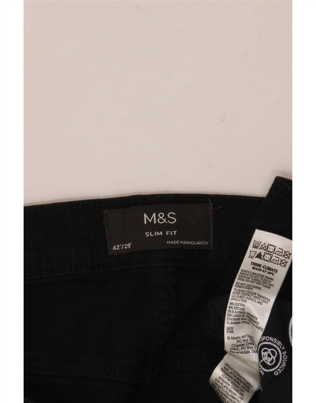 Мужские узкие джинсы Marks & Spencer W42 L29, черный хлопок
