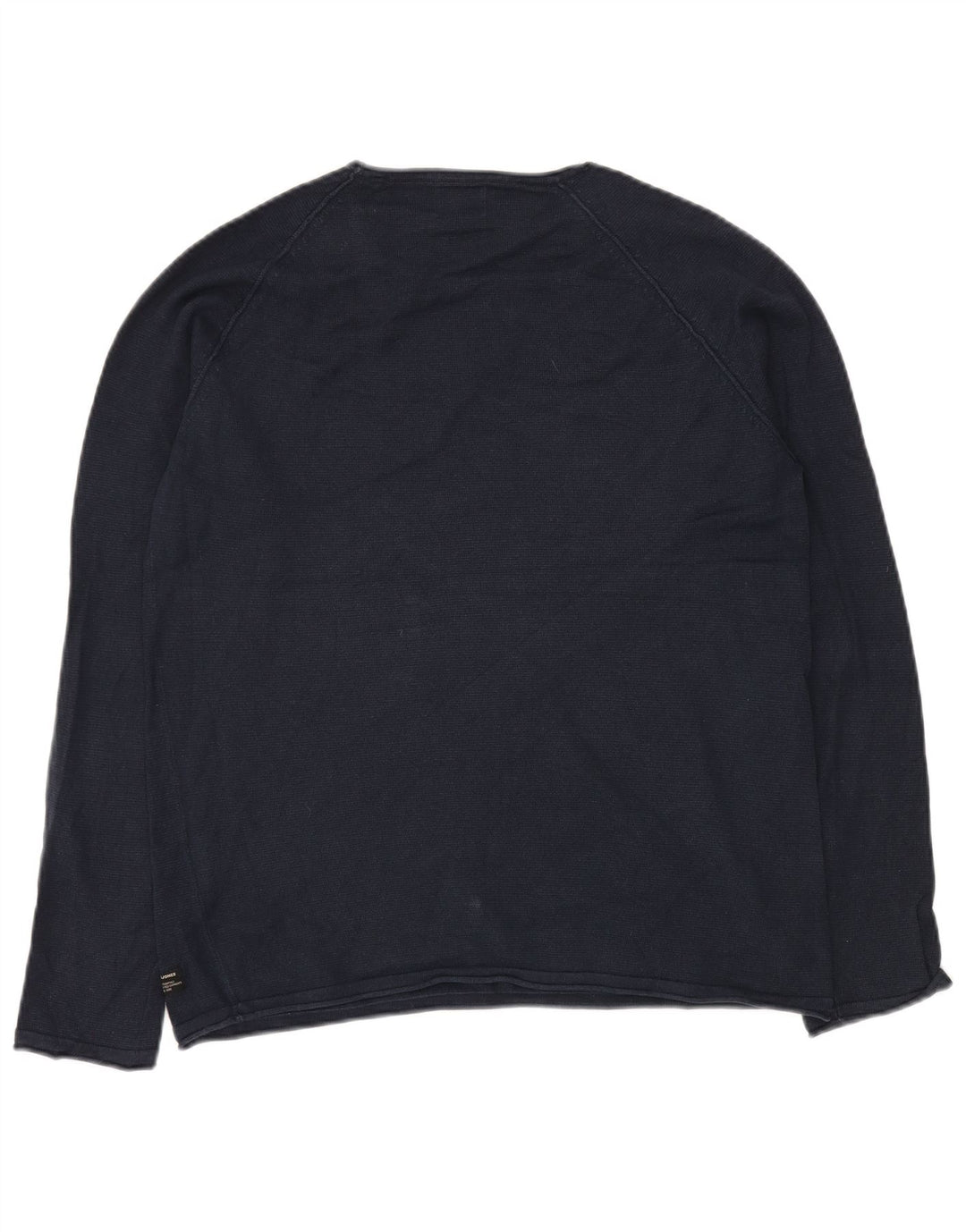 Мужской джемпер с круглым вырезом JACK & JONES, средний темно-синий хлопковый свитер