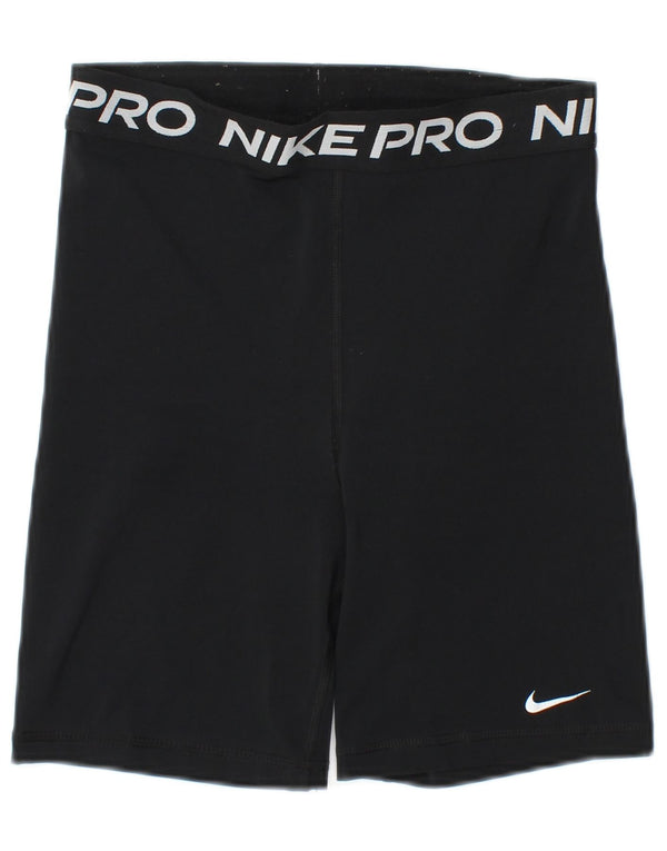 NIKE Womens Dri Fit Graphic Sport Shorts UK 8 Small  Black