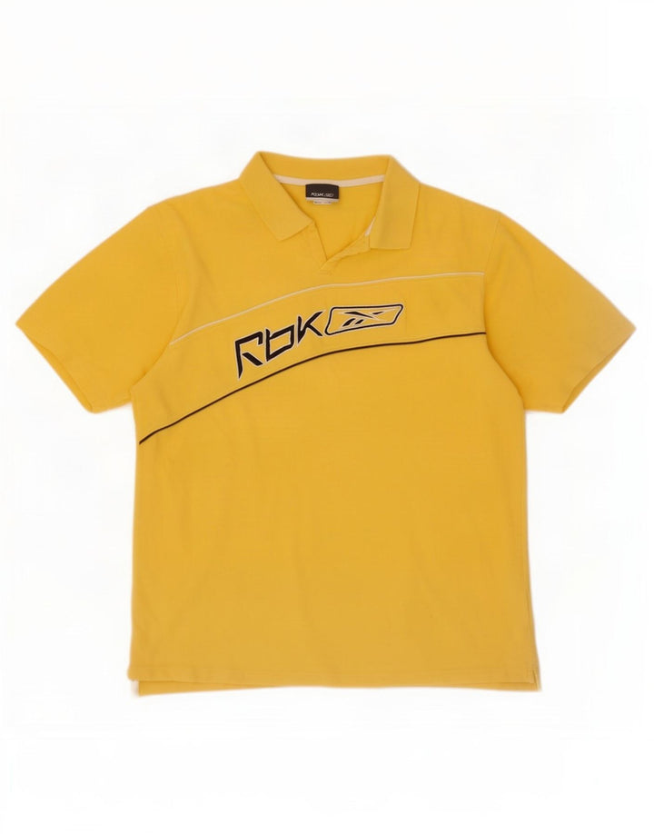 Мужская рубашка поло Reebok с рисунком, большая желтая хлопковая рубашка