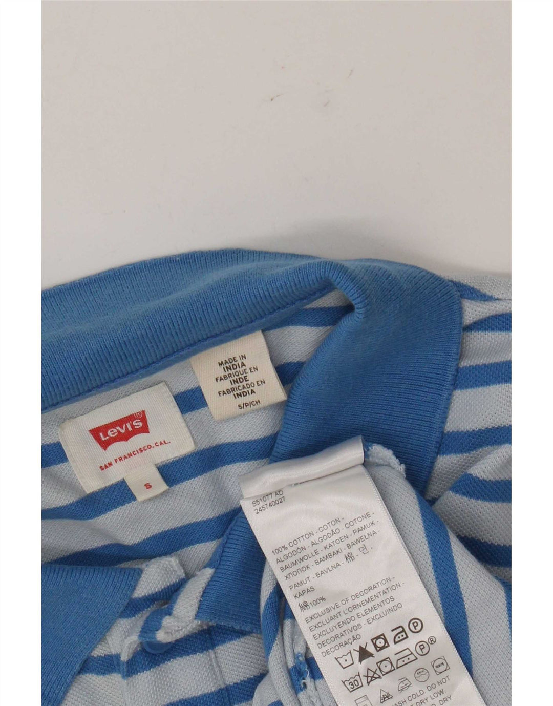 Мужская рубашка-поло Levi's, хлопковая маленькая синяя полоска
