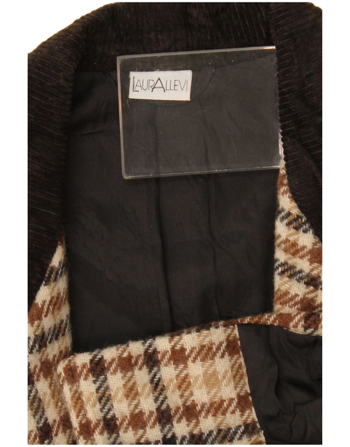 Винтажный женский пиджак на 2 пуговицах, Великобритания, 14, средний бежевый, с узором «гусиные лапки»