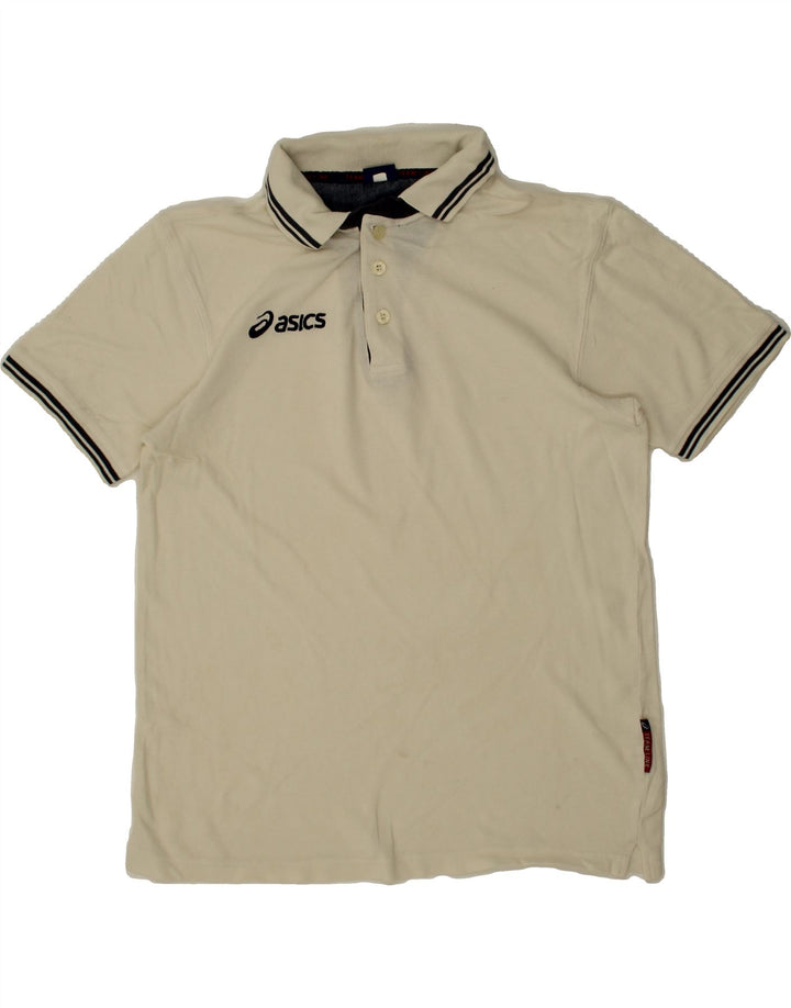 ASICS Mens Polo Shirt Large Off White Vintage Asics and Second-Hand Asics from Messina Hembry 