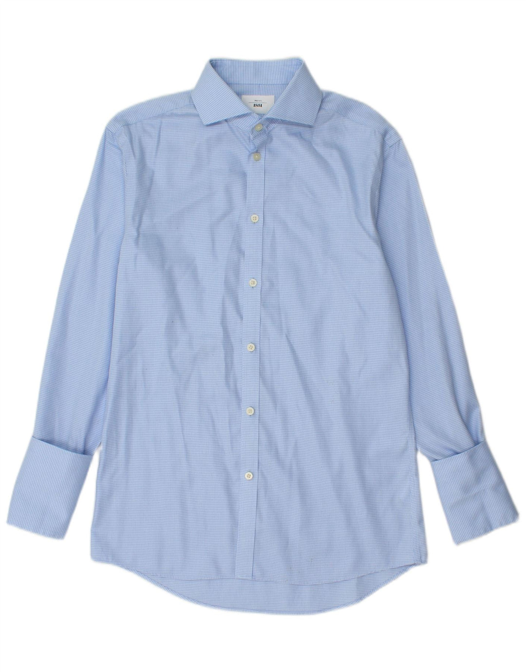 Мужская формальная рубашка приталенного кроя Moss 1851, размер 38 15, средний синий с узором «гусиные лапки»