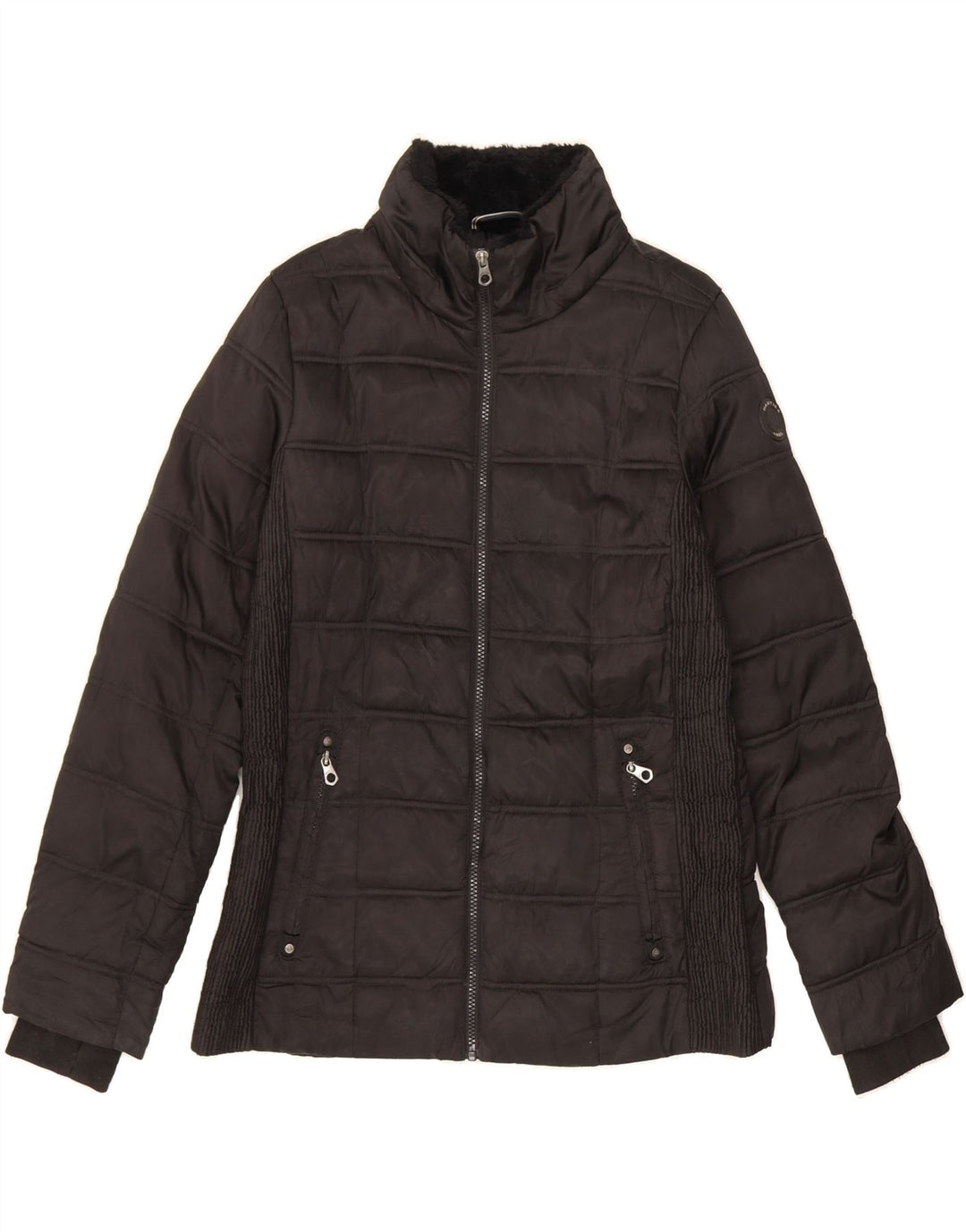 NAUTICA Womens Hooded Padded Jacket UK 14 Medium Black Polyester Vintage Nautica and Second-Hand Nautica from Messina Hembry 