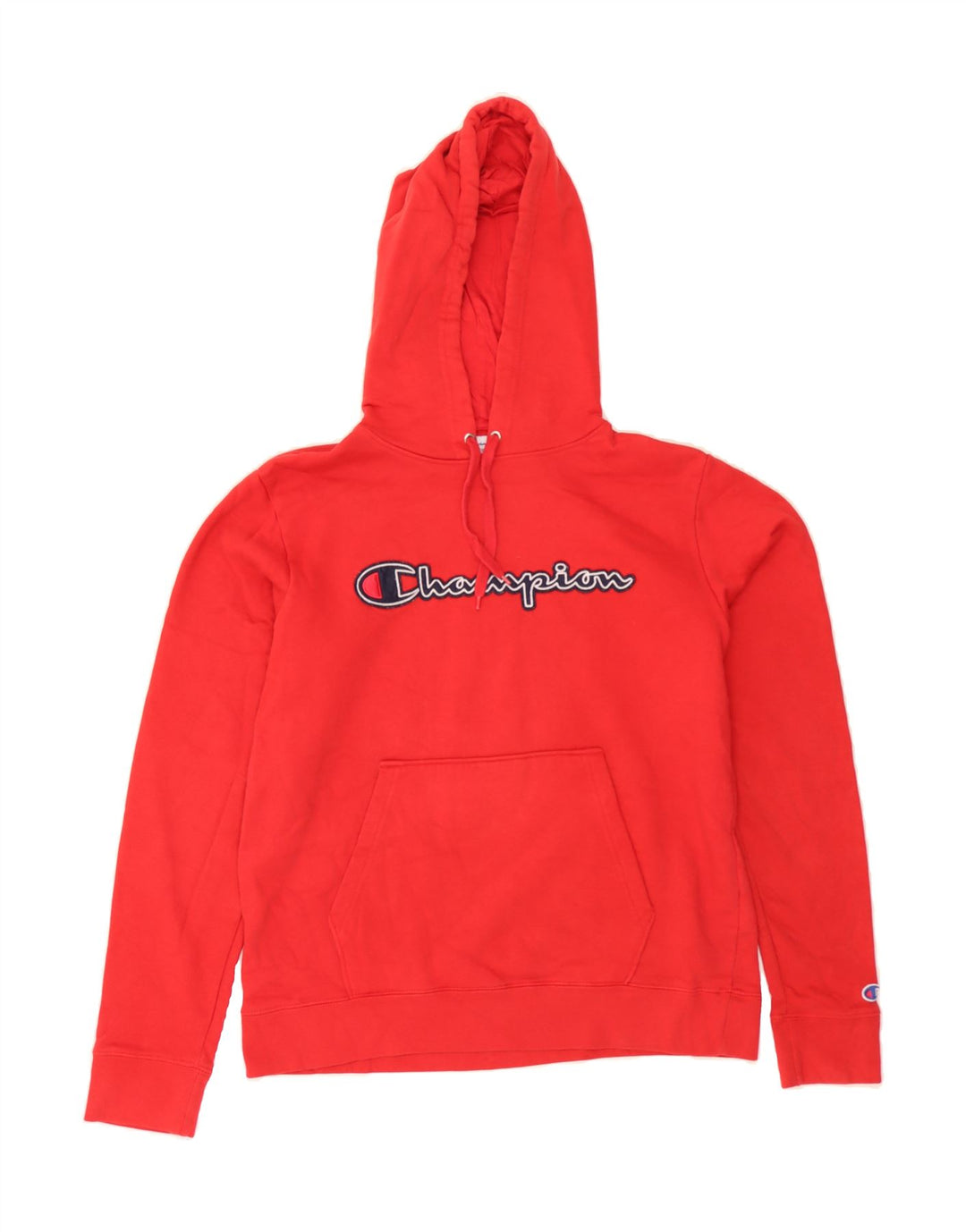 CHAMPION Mens Graphic Hoodie Jumper Medium Red Cotton Vintage Champion and Second-Hand Champion from Messina Hembry 