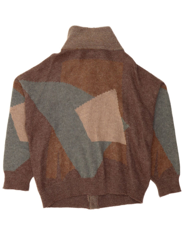 VINTAGE Женский свободный кардиган-свитер UK 18 XL Коричневый пэчворк