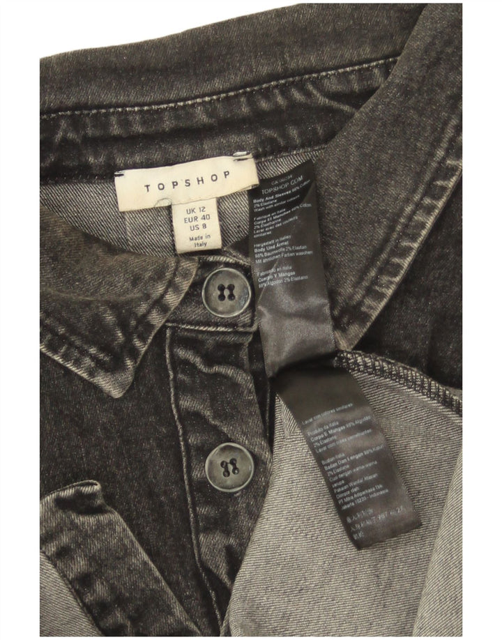 Женская джинсовая рубашка Topshop UK 12, хлопок среднего серого цвета