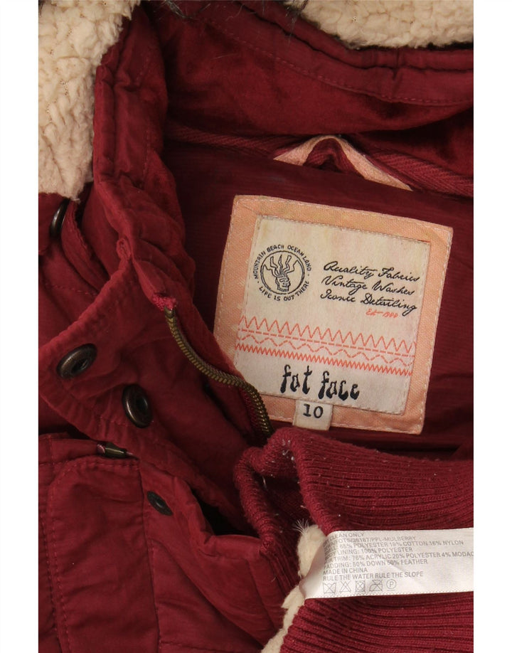 Женский утепленный жилет большого размера FAT FACE UK 10, маленький темно-бордовый полиэстер