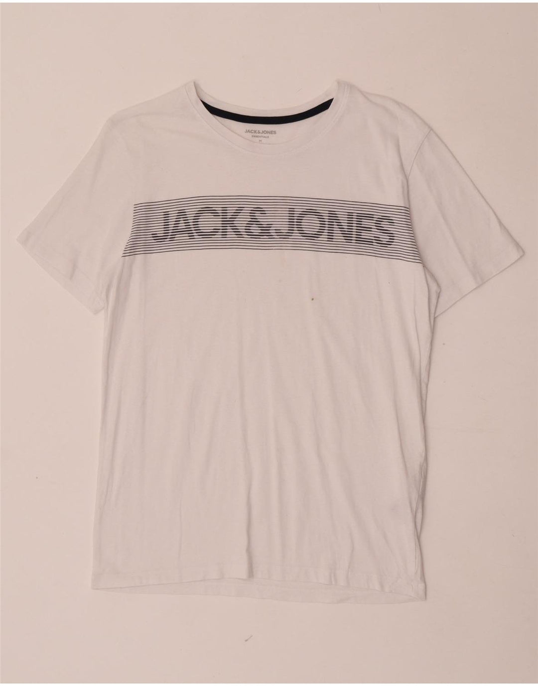 Мужская футболка с рисунком Jack & Jones, топ среднего размера, белый хлопок, хлопок
