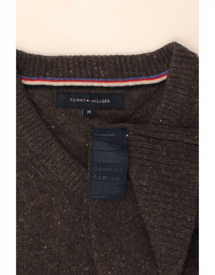 Мужской джемпер с v-образным вырезом Tommy Hilfiger, средний серый шерстяной с крапинками