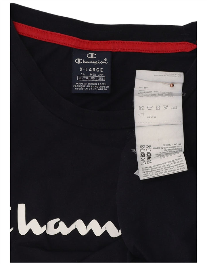 Мужская футболка с рисунком CHAMPION, топ XL, темно-синий, хлопок