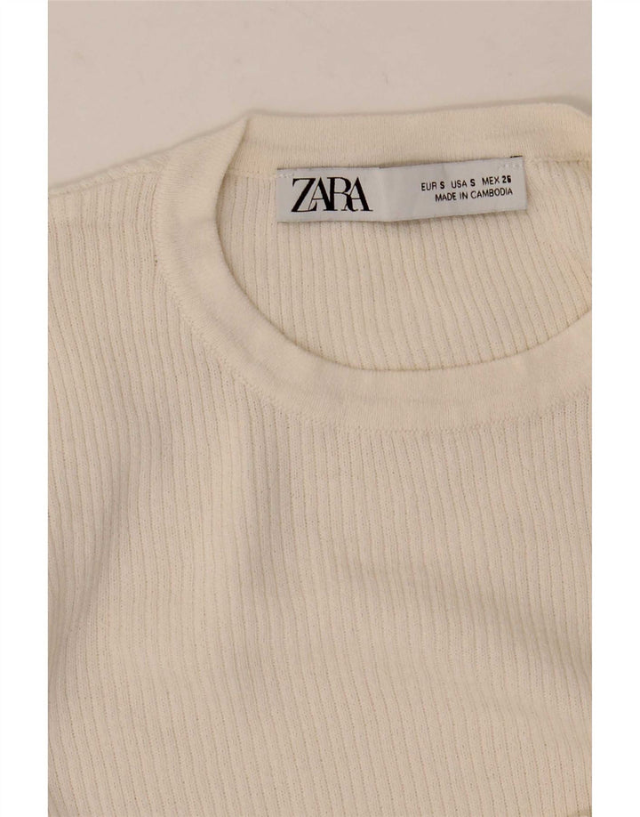 Женский топ на одно плечо Zara с длинным рукавом UK 8, маленький белый