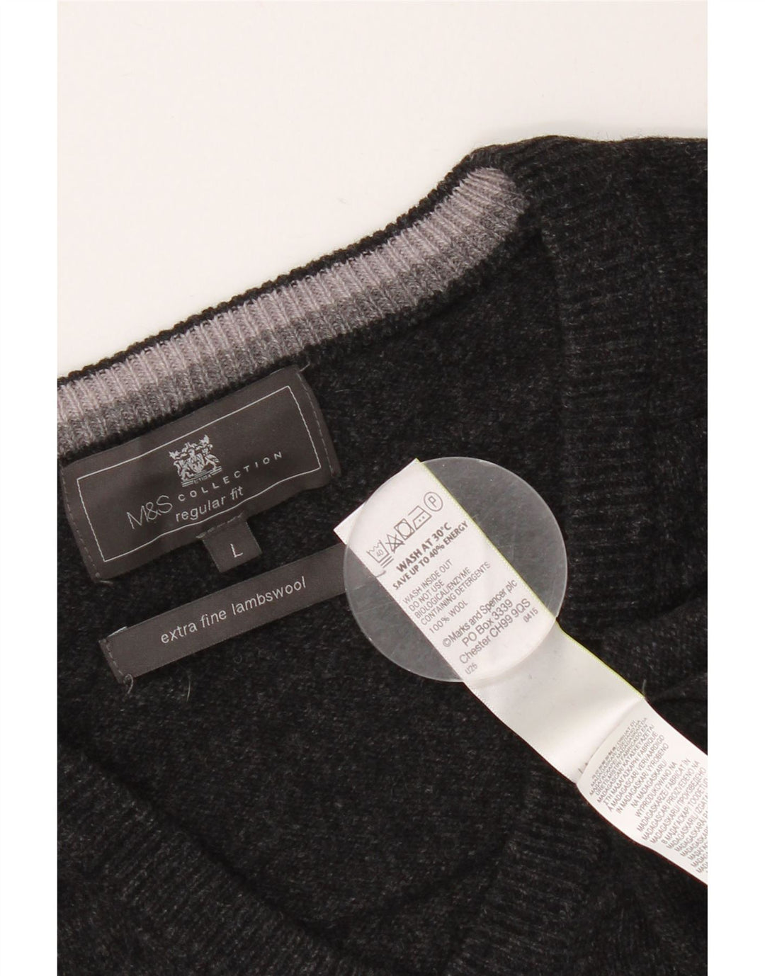 Мужской джемпер стандартного кроя с v-образным вырезом Marks & Spencer, большой черный шерстяной свитер