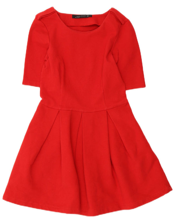 Женское платье трапециевидного силуэта Zara UK 4 XS, красное, хлопок