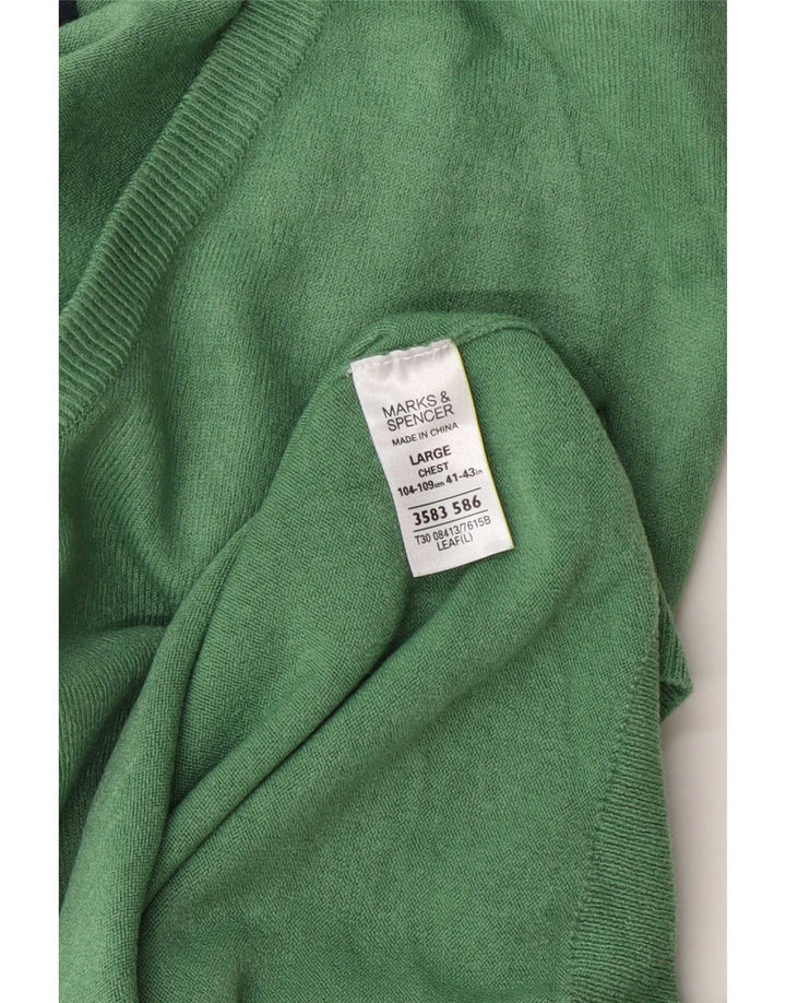 Мужской джемпер с v-образным вырезом Marks & Spencer, большой зеленый акрил