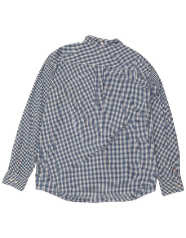 Мужская рубашка классического кроя Tommy Hilfiger XL, синяя, хлопок в мелкую клетку