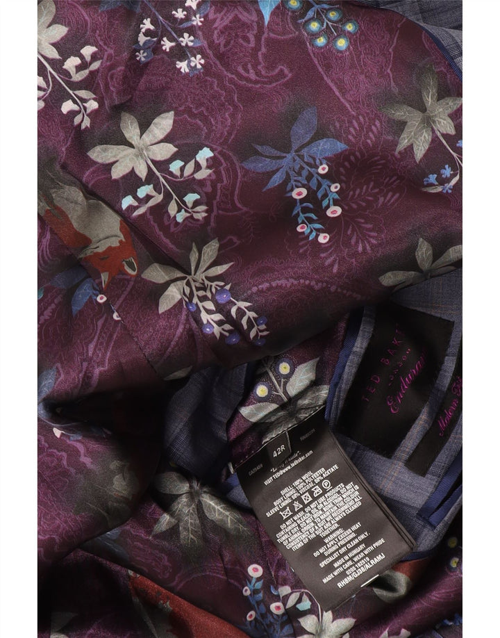 Мужской пиджак на 2 пуговицах Ted Baker UK 42 XL, синяя шерстяная клетка