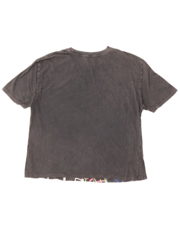 Женская футболка оверсайз с рисунком Zara Top UK 10, маленький серый хлопок