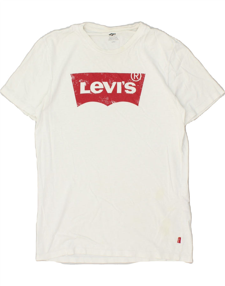 LEVI'S Mens Graphic T-Shirt Top Small White Cotton Vintage Levi's and Second-Hand Levi's from Messina Hembry 