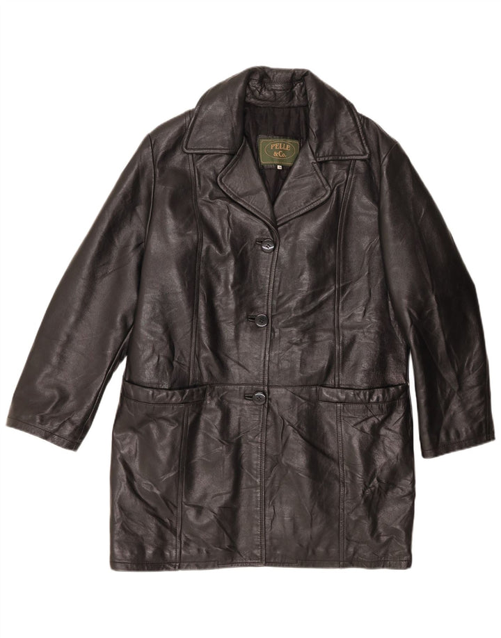Винтажное женское кожаное пальто IT 44 Medium Black