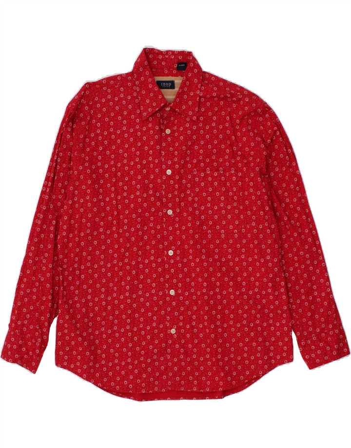 IZOD Mens Abstract Pattern Shirt Large Red Cotton Vintage Izod and Second-Hand Izod from Messina Hembry 