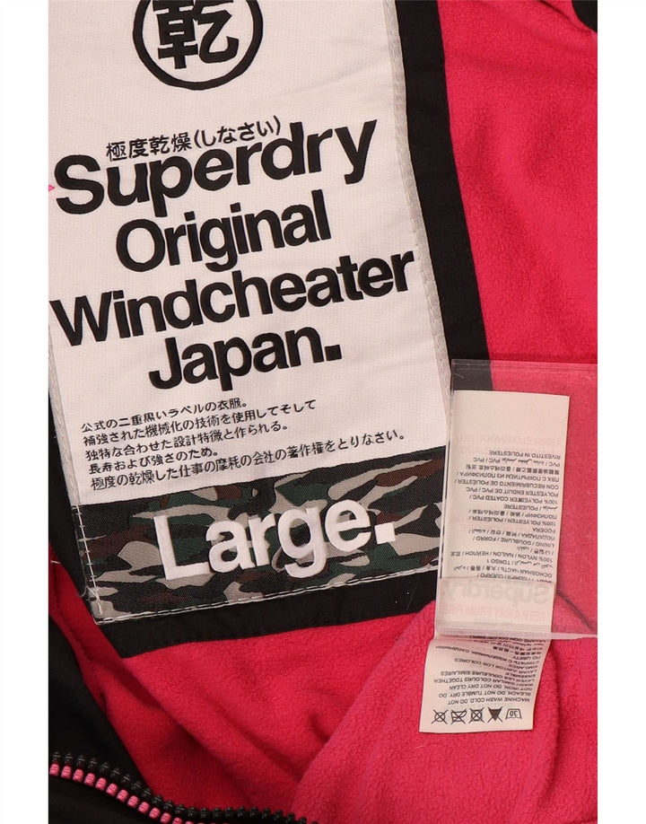 SUPERDRY Женская ветровка с капюшоном UK 16, большая черная