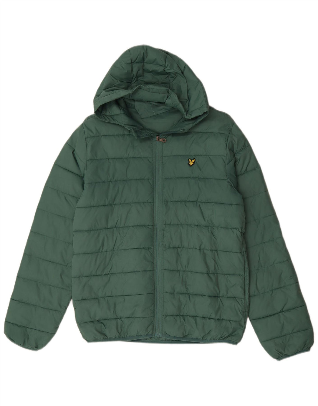 Утепленная куртка Lyle & Scott для мальчиков с капюшоном 15-16 лет, зеленый полиамид