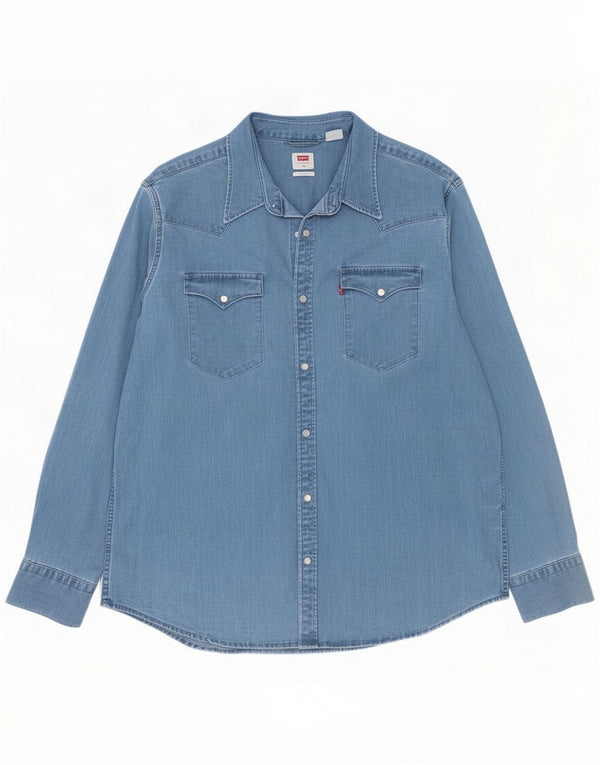 Мужская джинсовая рубашка Levi's XL, синяя хлопок