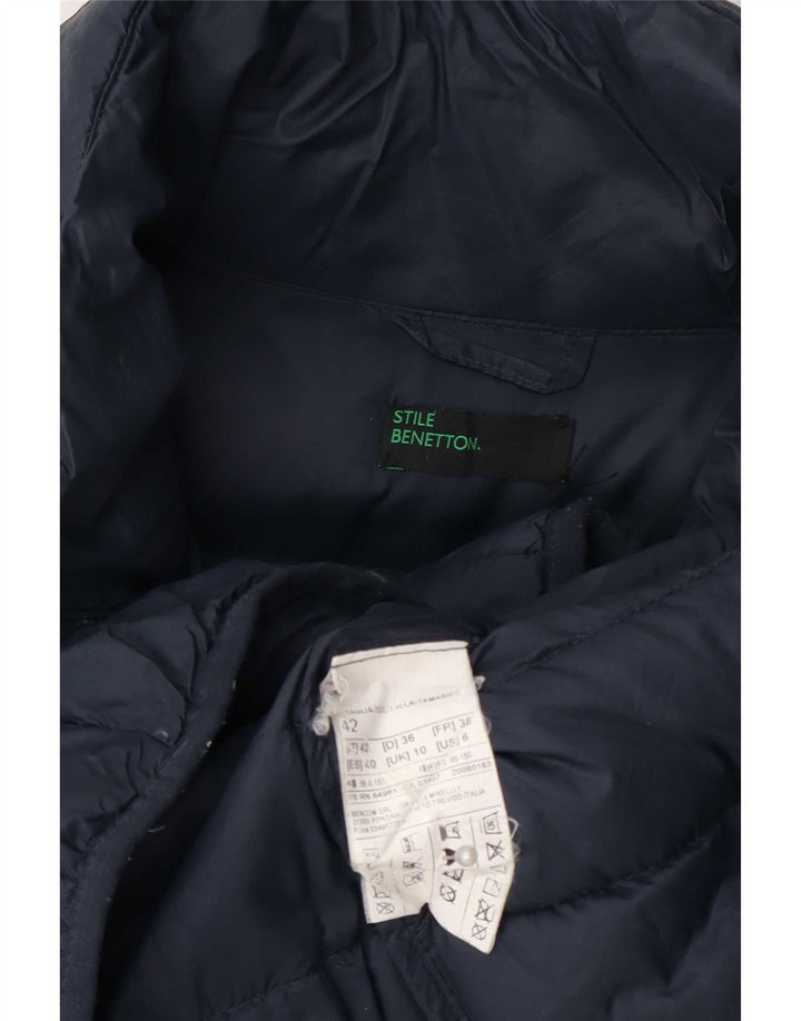 Женская стеганая куртка Benetton UK 10, маленькая, темно-синяя