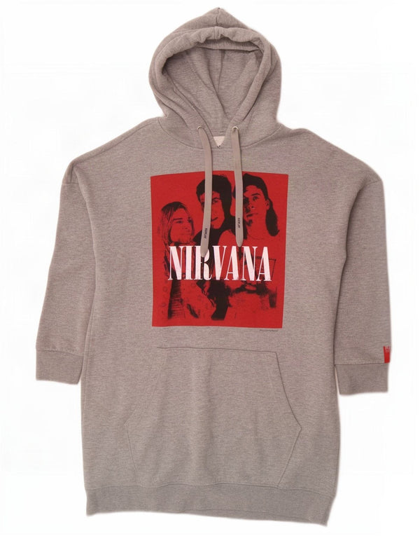 Женское платье-худи с рисунком Nirvana Replay UK 10, маленькое серое в крапинку
