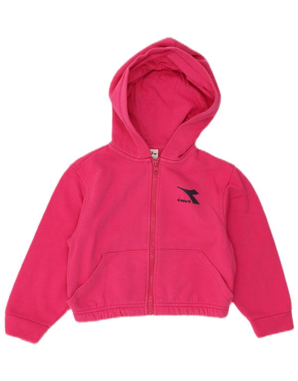 Свитер с капюшоном на молнии Diadora для девочек 3–4 лет, розовый хлопок, размер XS