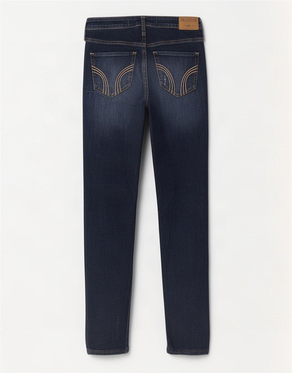 Женские потертые узкие джинсы Hollister США 7, средние W28 L26, темно-синие