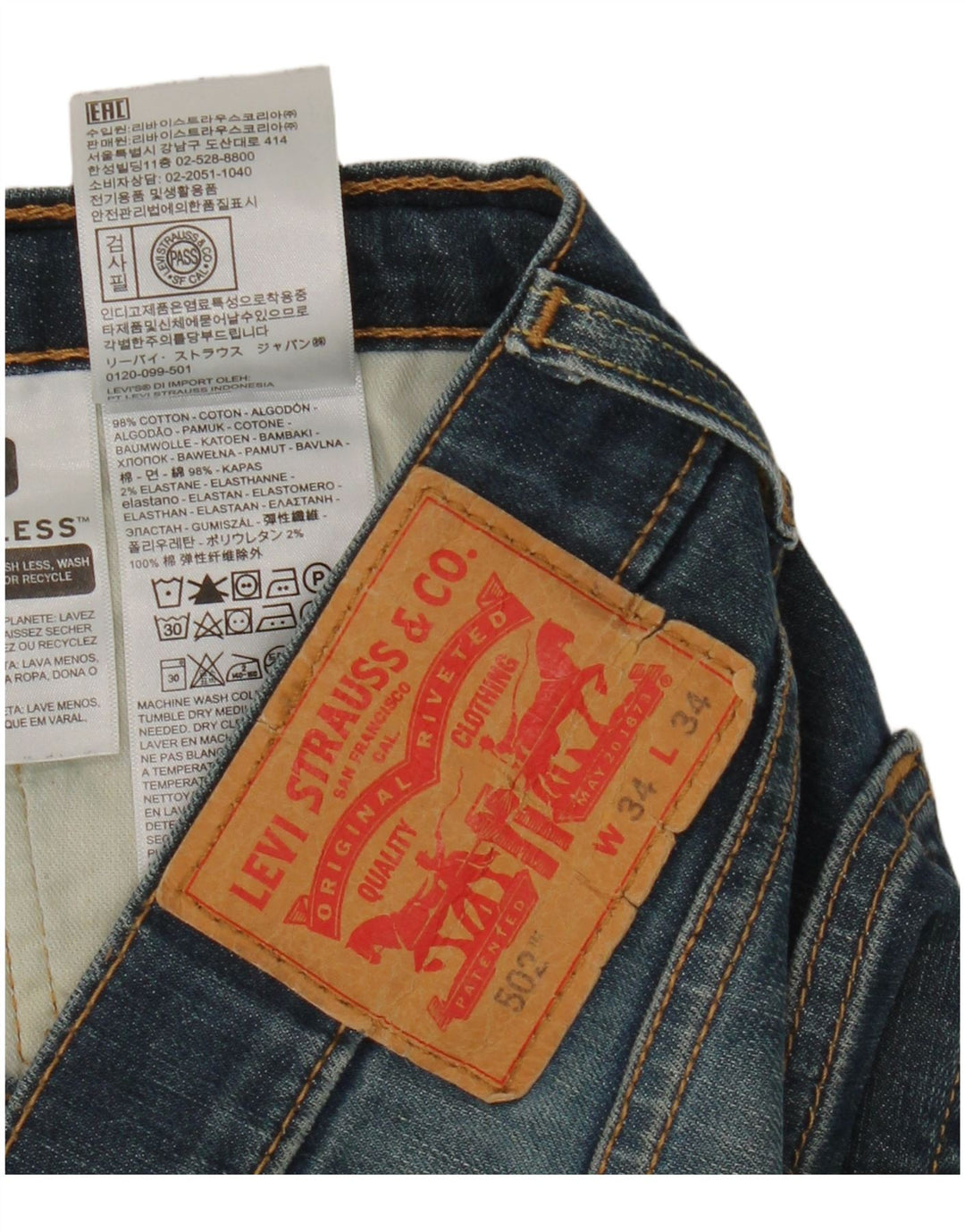 Levi's Mens 502 Tapered Jeans W34 L31 Blue Cotton