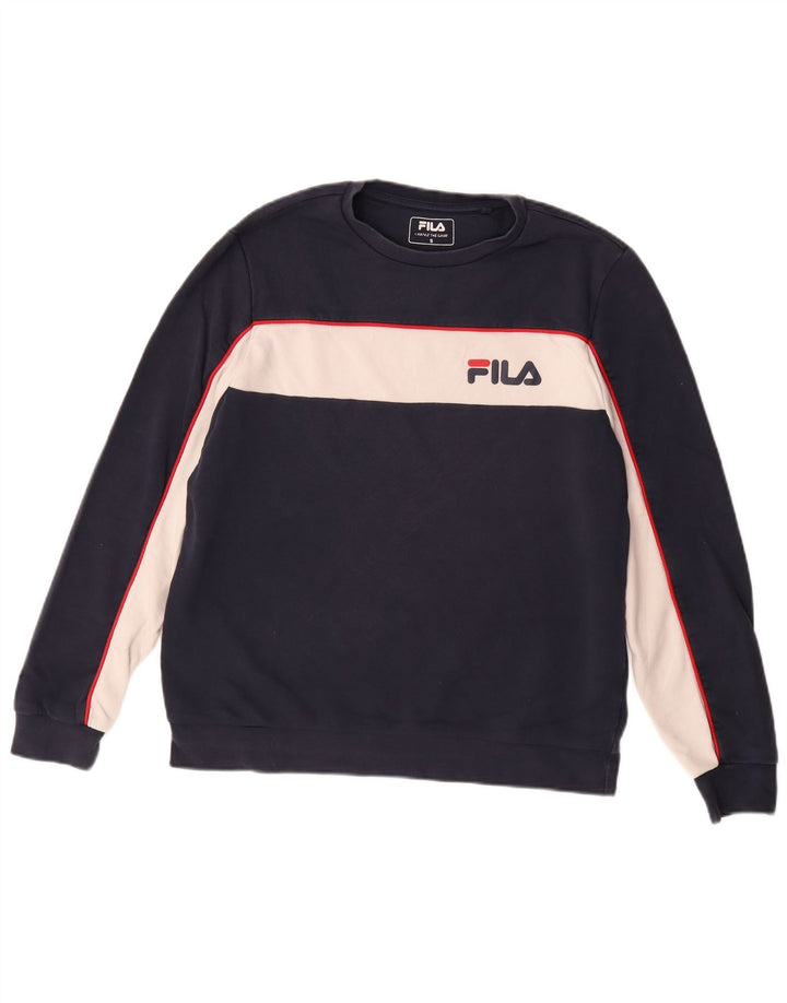 FILA Mens Sweatshirt Jumper Small Navy Blue Colourblock