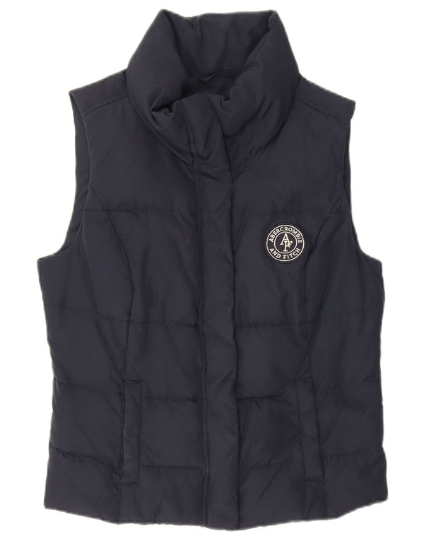 Abercrombie & Fitch Womens Padded Gilet UK 12 Medium Navy Blue Polyester