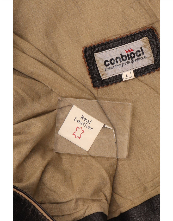 Мужской кожаный жилет Conbipel UK 40, большой, коричневый кожаный