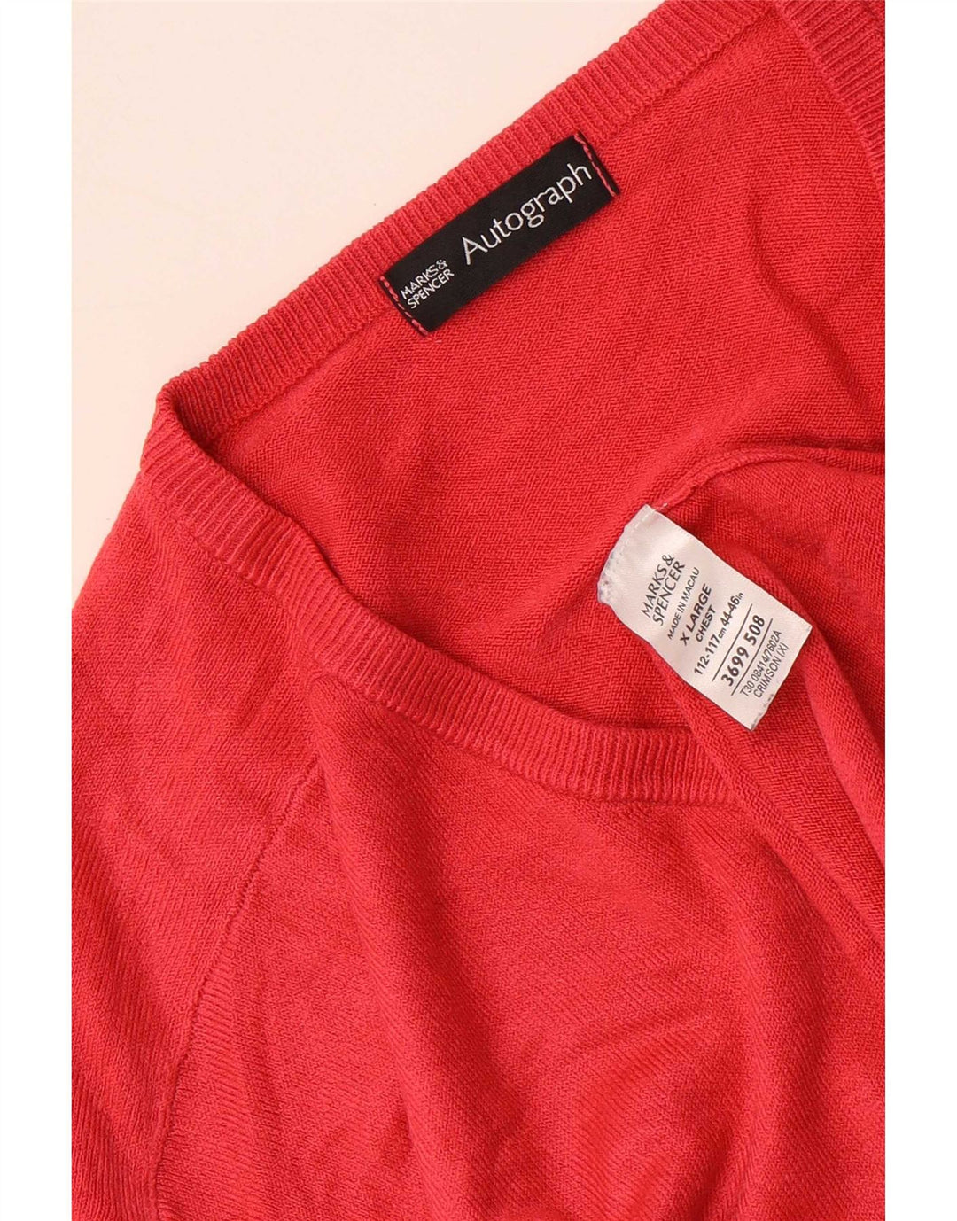 Мужской джемпер с v-образным вырезом Marks & Spencer XL, красный акрил