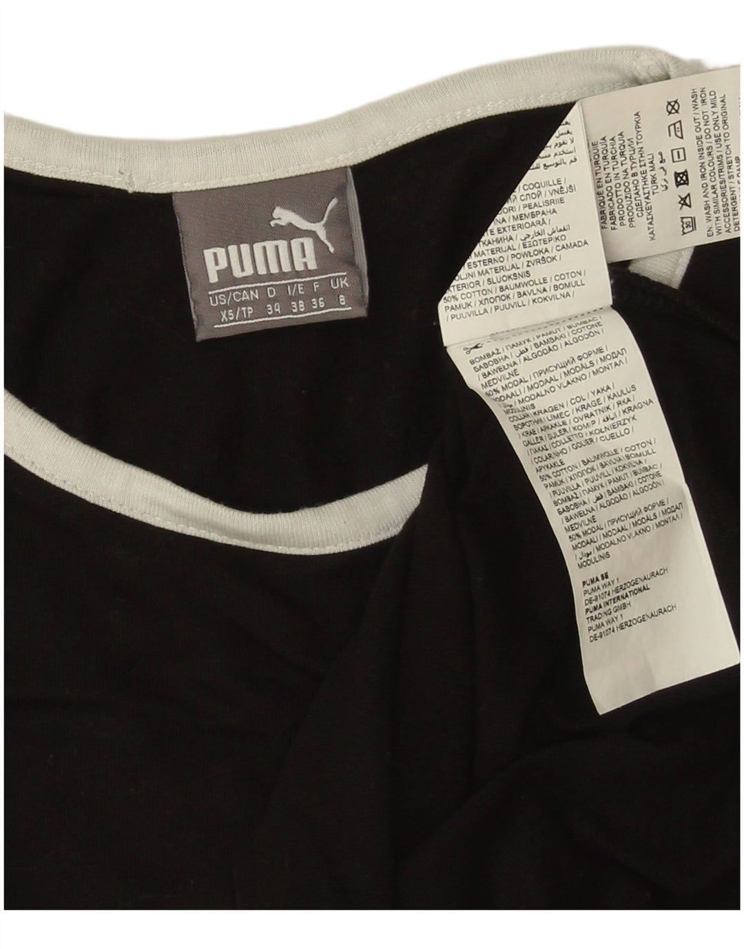 Женская футболка с рисунком Puma Top UK 8, маленькая, черная модальная