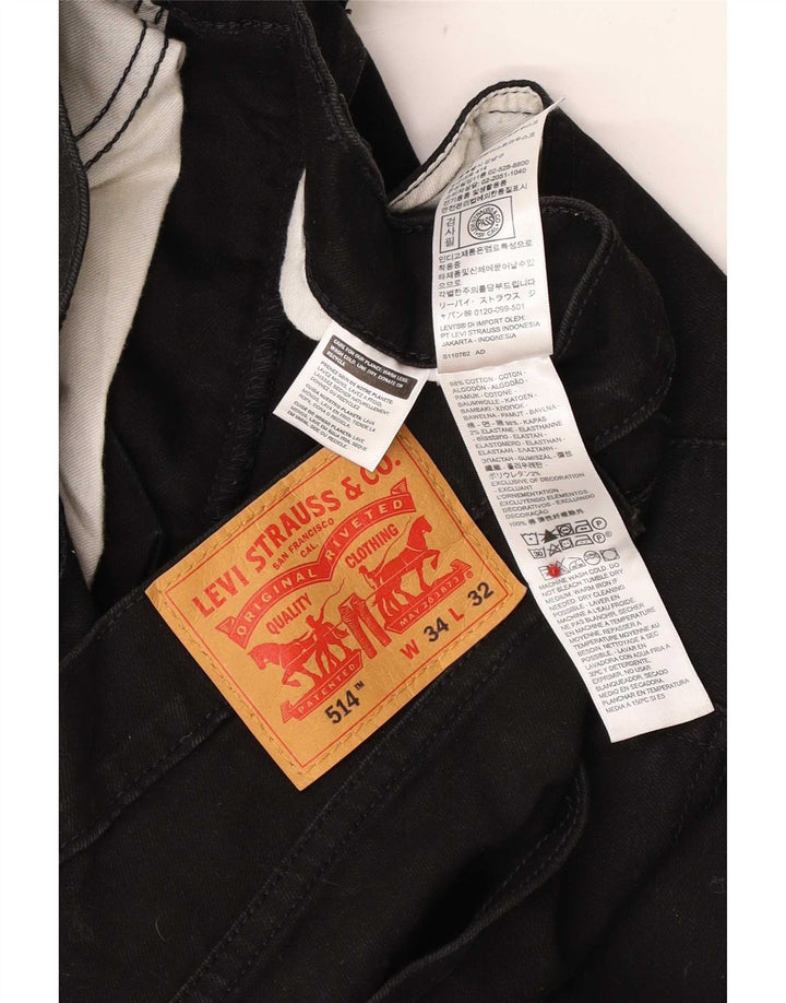 Мужские прямые джинсы Levi's 514 W34 L32, черный хлопок