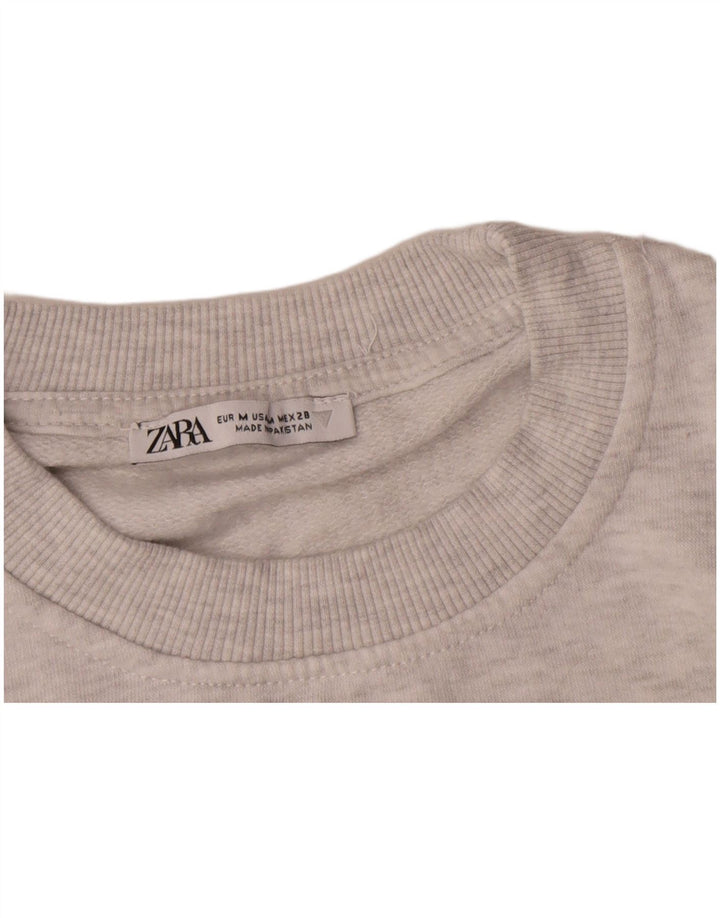 Женский укороченный свитшот оверсайз Zara UK 14, средний серый цвет