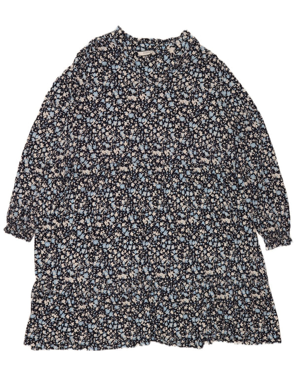 Tchibo Женское платье А-силуэта с длинными рукавами, ЕС 48/50, 2XL, Темно-синий с цветочным принтом