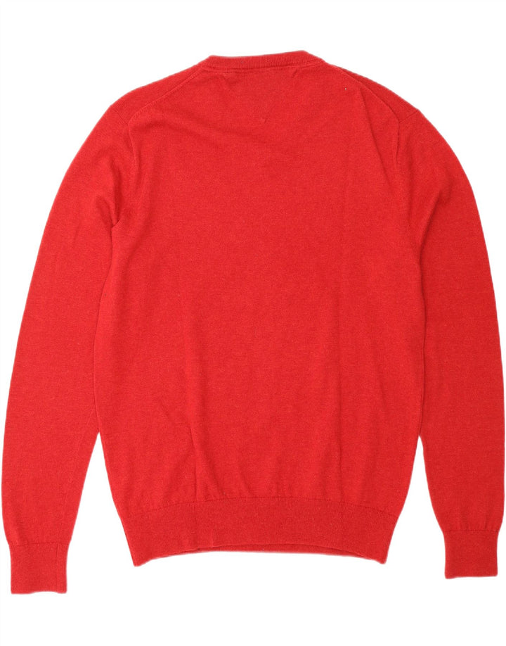 TOMMY HILFIGER Mens V-Neck Jumper Sweater XL Red Lambswool Vintage Tommy Hilfiger and Second-Hand Tommy Hilfiger from Messina Hembry 