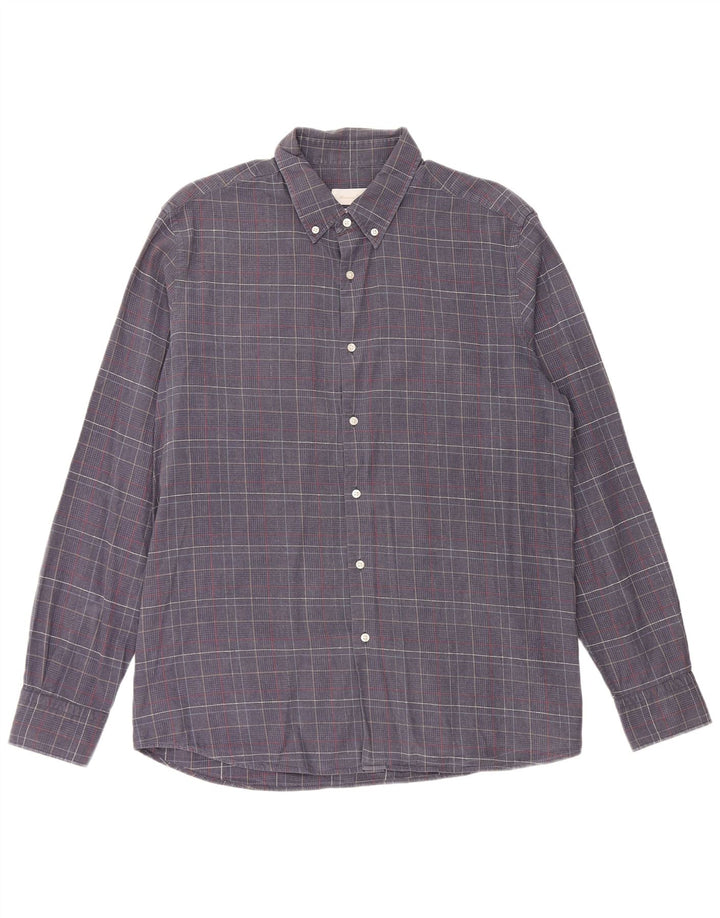 Мужская рубашка MASSIMO DUTTI XL, темно-синяя, хлопок с узором «гусиные лапки»